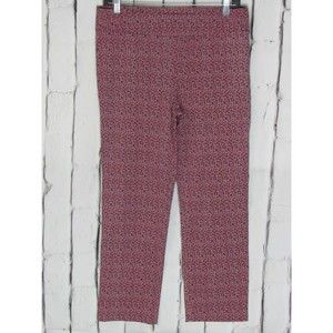 Margaret M Women Pants Large Blue & Red Floral Slimming High Rise Tummy Control